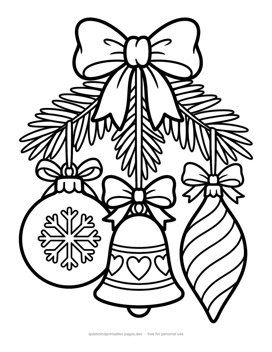 Vintage Hanging Ornaments printable coloring page for adults